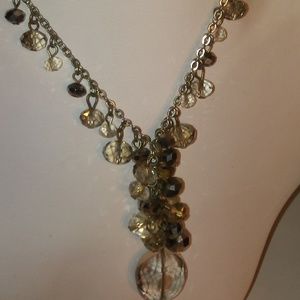 Tan & Wht Glass Bead WHBM Necklace